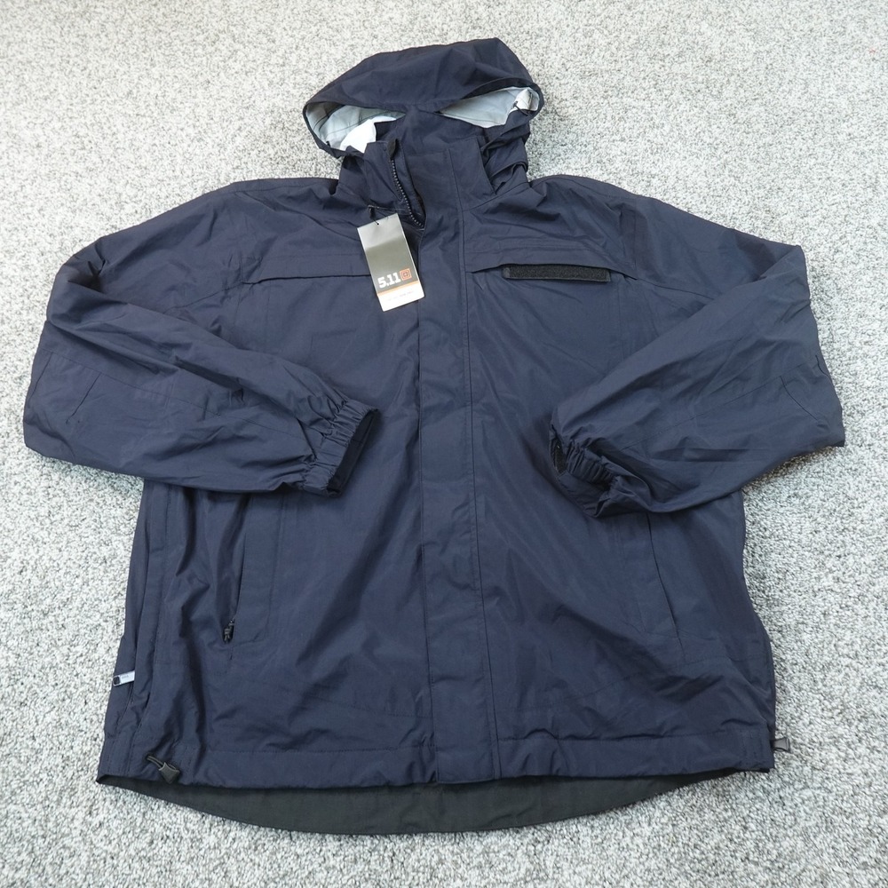 NEW 5.11 Tactical Jacket Mens L Blue Tac Dry Rain Shell Windbreaker Coat Outdoor